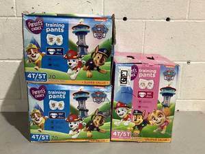 lot 724 image: LOT OF 3 Parents Choice Paw Patrol Training Pants for Children, 4T5T, 70 Count