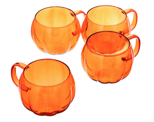 lot 219 image: LOT OF 5 Way To Celebrate Orange Glass Pumpkin Mug 4PCS Drinkware Sets