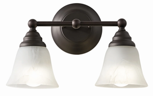 lot 306 image: LOT OF 2 Better Homes & Gardens 14.5 Traditional 2-Head Vanity Light, Bronze Finish Glass Lens