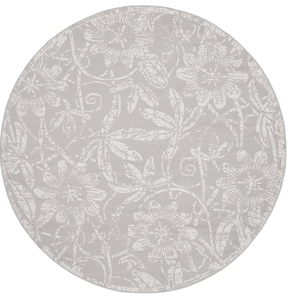 lot 432 image: Nourison Whimsicle Floral Grey 5 x Round Area Rug, Easy Cleaning, Non Shedding, Bed Room