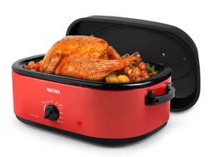 lot 439 image: Aroma 18Qt. Electric Roaster Oven with High Dome Lid, 8X Bonded Granite Enamel