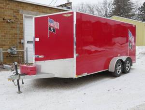 2016 Red H&H 16 ft Enclosed Aluminum trailer