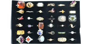 lot 1 image: Costume Jewelry Ring Lot of 36 Rings Vintage & Modern
