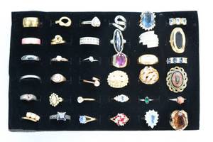 lot 2 image: Costume Jewelry Rings Lot of 36 Rings Vintage & Modern