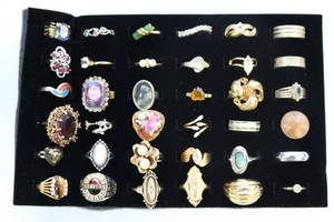 lot 3 image: Costume Jewelry Rings Lot of 36 Vintage & Modern