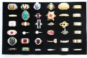 lot 10 image: Costume Jewelry Rings Lot of 36 Vintage & Modern