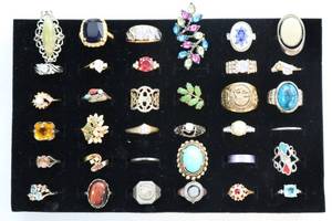 lot 11 image: Costume Jewelry Rings Lot of 35 Vintage & Modern