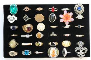 lot 12 image: Costume Jewelry Rings Lot of 36 Vintage & Modern