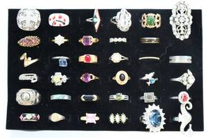 lot 14 image: Costume Jewelry Rings Lot of 35 Vintage & Modern