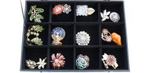 lot 18 image: Costume Jewelry Lot Vintage Pin Brooch Rhinestone