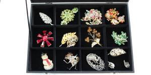 lot 19 image: Costume Jewelry Lot Vintage Pins Brooch Clip on Earrings