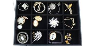 lot 21 image: Costume Jewelry Lot Bracelets Bangle Earrings Pin Cufflinks Pendant