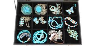 lot 25 image: Costume Jewelry Lot Vintage & Modern Necklace Turquoise Abalone