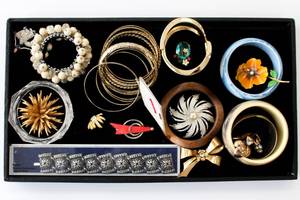 lot 60 image: Costume Jewelry Lot Bracelets Pin Vintage