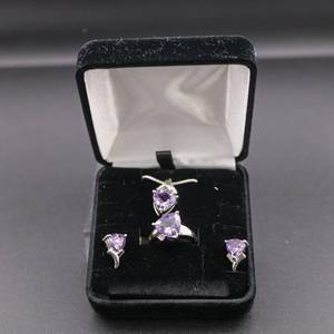lot 126 image: Sterling Silver Jewelry Set Necklace Earrings Rings