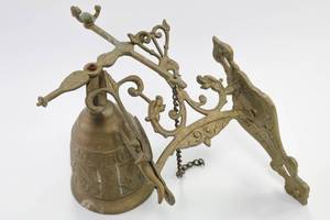 lot 156 image: Vintage Wall Mount Monastery Brass Bell Latin