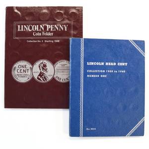 lot 140 image: Lincoln Cent Books Lot of 2 1909-1940 & 1946-1984