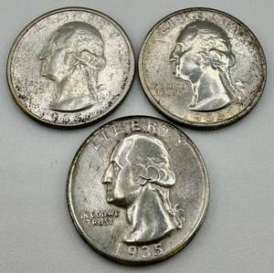 lot 172 image: Washington Quarters Lot of 3 1935 1935-S 1935-D