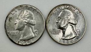 lot 173 image: Washington Quarters Lot of 2 1938-P & 1938-S