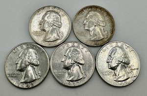 lot 178 image: Washington Quarters Lot of 5 1941-S 1941-D 1942-P 1942-D 1942-S