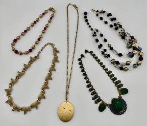 lot 58 image: Costume Jewelry Necklaces Lot of 5 Vintage