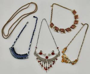 lot 59 image: Costume Jewelry Necklaces Lot of 5 Vintage