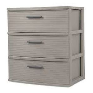 3 Drawer Wide Tower Light Gray - Brightroom
