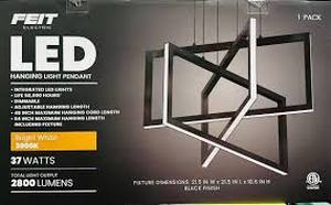 Feit 3-Rectangle Chandelier LED Hanging Light Pendant BLACK & WHITE 2800 LUMEN