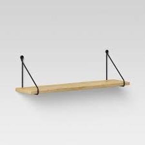 Wood Wall Shelf with Hanging Wire NaturalBlack - Threshold-24 x 5.5