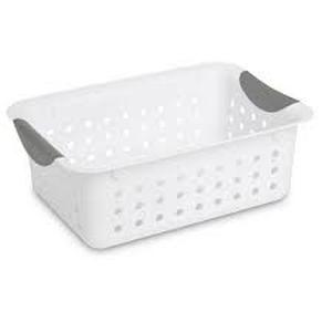 Lot of 2 Sterilite 16228012 Small Ultra Basket, White with Titanium Inserts