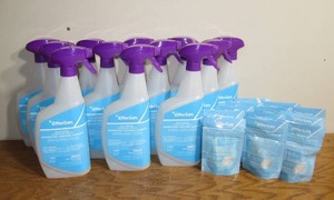 Lot of 12 EfferSan Multi-Purpose Effervescent Tablet Packs & Spray Bottles