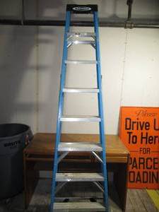 WERNER 8 ft. Fiberglass Step Ladder (12 ft. Reach Height) with 250 lb. Load Capacity Type I Duty Rating