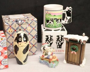 lot 50 image: Cow CollectionStacking Cows, Musical Christmoos, Outhouse and cow Coffee Mug,