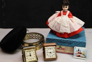 lot 67 image: 1981 Jo Madame Alexander 413, Vintage Hat, Travel Clocks Etc