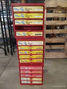 lot 15 image: (3) Bins of Hardware - Sheet Metal Screws & Hinge Screws