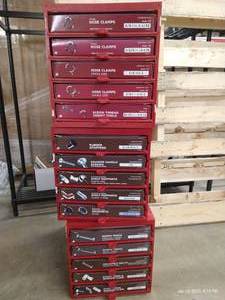 lot 24 image: (3) Bins of Hardware - Hose Clamps, Clips, Etc