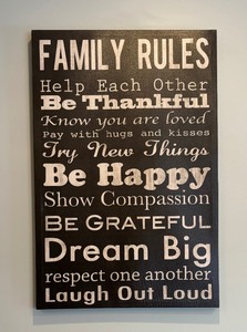 lot 47A image: Family Rules Canvas Wall Hanging Print
