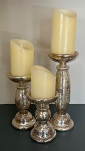 lot 30 image: Set of Three Stylish Candle Holders with Battery Operated Candles