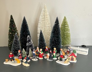 lot 120 image: Holiday Village Trees and Figurines