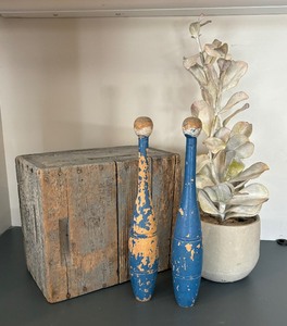 lot 33 image: Vintage Wooden Box, Pins and Faux Greenery