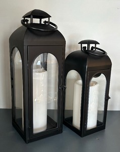 lot 34 image: Two Lovely Black Decorative Lanterns with Faux Candles