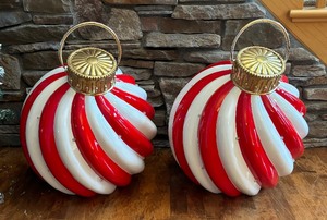 lot 128 image: Giant Decorative Christmas Ornament Figurines  Decorative Peppermint Striped 24 Christmas Ornaments