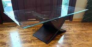 lot 15 image: Steve Silver Noland Wood and Glass Coffee Table