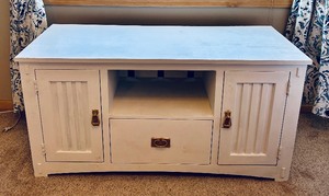 lot 49 image: Farmhouse  Rustic Solid White Media Stand