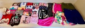lot 186 image: Whimsical Graphic T-Shirts and Variety of Shorts Girls Size 7  8
