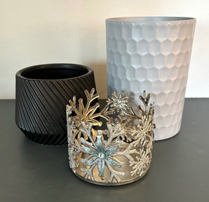 lot 90 image: Three Decorative Vases and Candle Holder