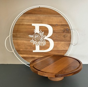 lot 214 image: Croftton B Tray and Wooden Pedestal Plate