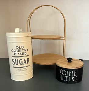 lot 229 image: Two Tier Decorative Tray, Sugar and Coffee Container