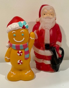 lot 276 image: Santa and Gingerbread Man Blow Mold Sculptures