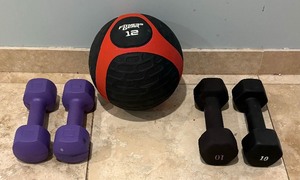 lot 371 image: 5, 10 and 12 Pound Weights